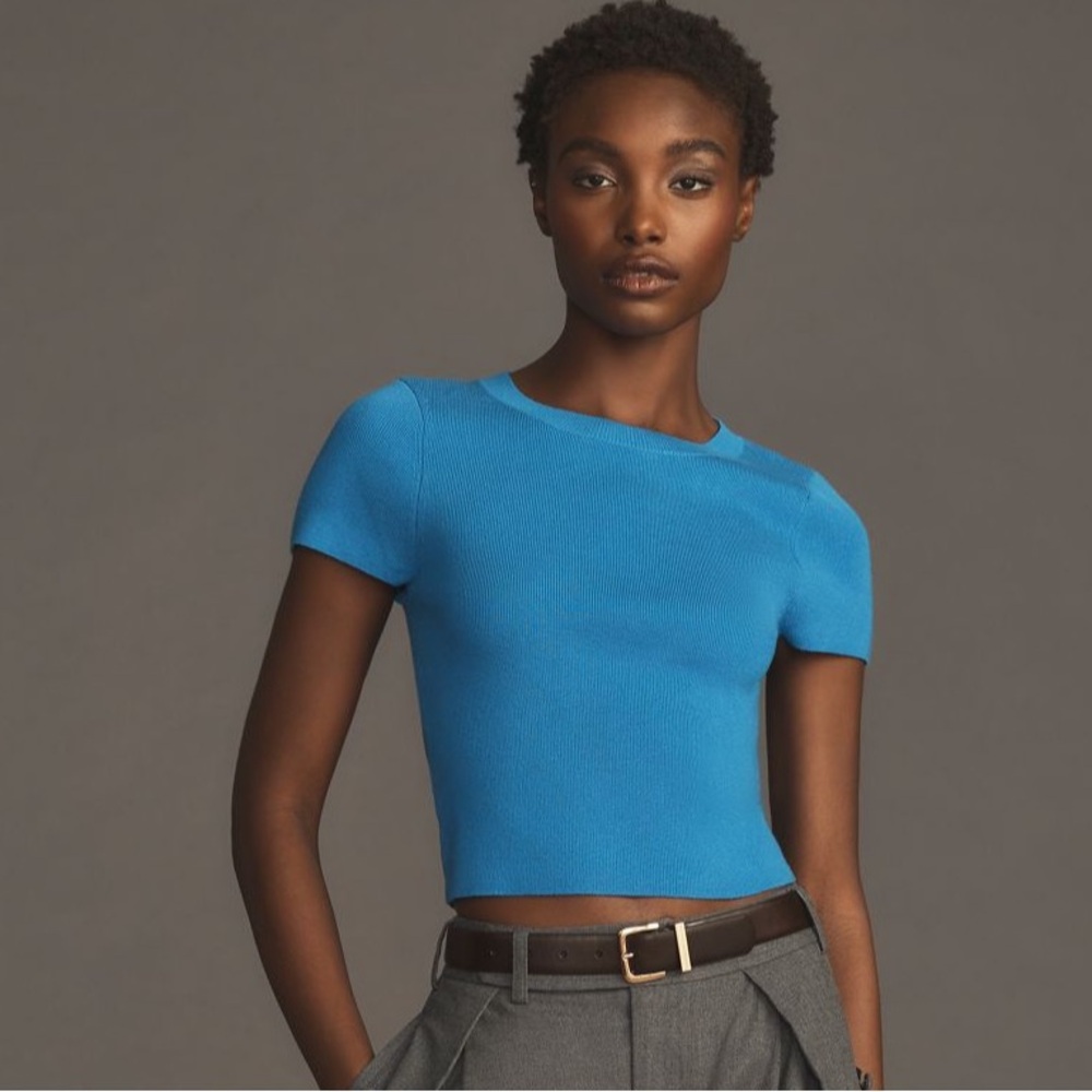 Maeve Short-Sleeve Shrunken Sweater Tee NWT